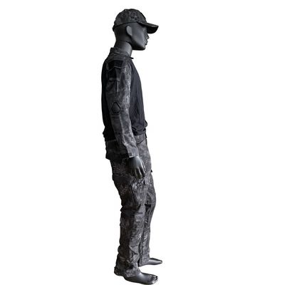 Polyester/Cotton Men's Long Sleeve Knitted Shirt Uniform Frog Suit Set in Customized Color