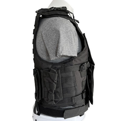 Safety Adjustable Black Vest Protective Jacket with Molle System in Polyester Fabric
