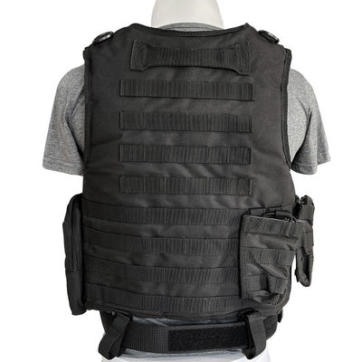 Safety Adjustable Black Vest Protective Jacket with Molle System in Polyester Fabric