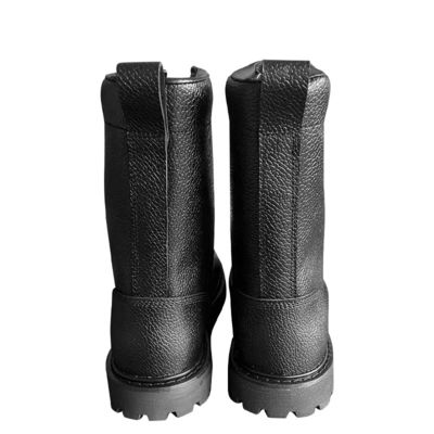 1.5kg Customized Men Shoes Black Cowhide Leather Boots with Rubber Outsole