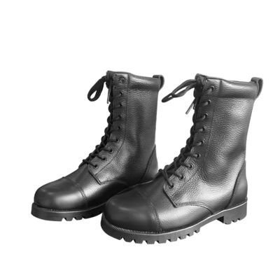 1.5kg Customized Men Shoes Black Cowhide Leather Boots with Rubber Outsole