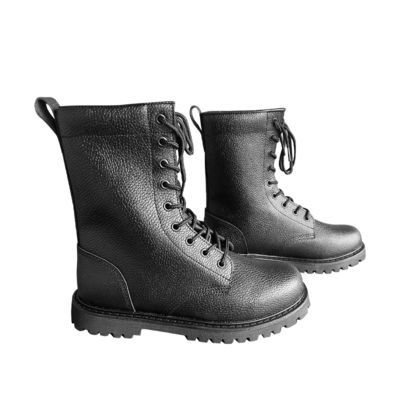 1.5kg Customized Men Shoes Black Cowhide Leather Boots with Rubber Outsole