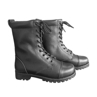 1.5kg Customized Men Shoes Black Cowhide Leather Boots with Rubber Outsole
