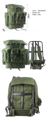 50L Capacity Green Oxford Fabric Travelling Backpack with Metallic Frame and 600*900D