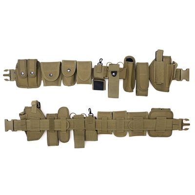 Multifunctional Training Belt Hardware Buckle Flashlight Molle Belt Pouch Olive Green