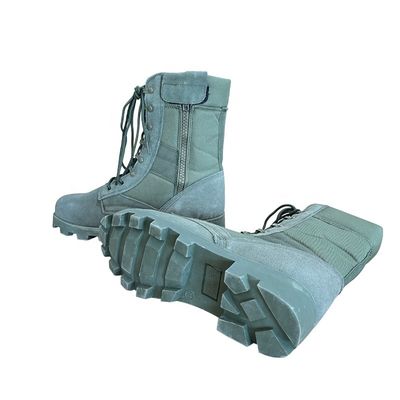 Blue Cowhide Fleece and Rubber Training Boots for Men Comfortable Ankle Length Shoes