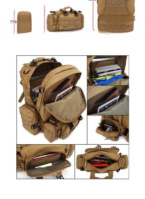 55L 600D Oxford Fabric Waterproof Backpack with Removable Smaller Accessories Bags