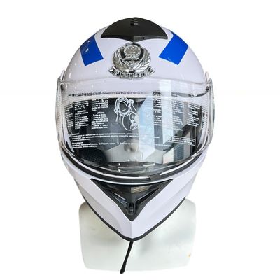 White ABS Motorcycle Riding Helmet with Full Face PC Shield Customizable