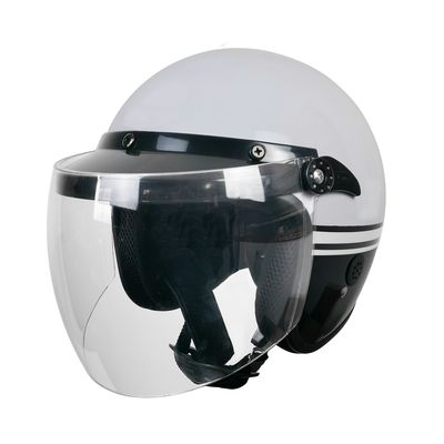 Half Open Face Retro Motorcycle Helmet for Head Protection White and Customizable XL