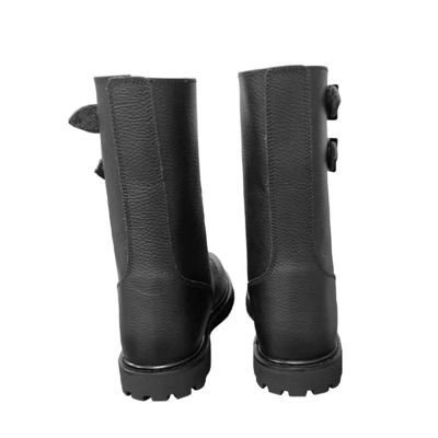 Autumn Men's Black Cowhide Leather Boots with Rubber Outsole Shoe heel height About 3CM