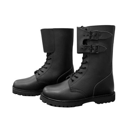 Autumn Men's Black Cowhide Leather Boots with Rubber Outsole Shoe heel height About 3CM