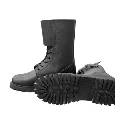 Autumn Men's Black Cowhide Leather Boots with Rubber Outsole Shoe heel height About 3CM