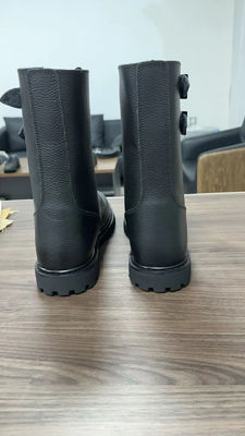 Autumn Men's Black Cowhide Leather Boots with Rubber Outsole Shoe heel height About 3CM