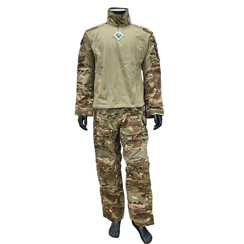 65% Polyester 35% Cotton Training Uniform CP Color Frog Suit with Knee Elbow Pads