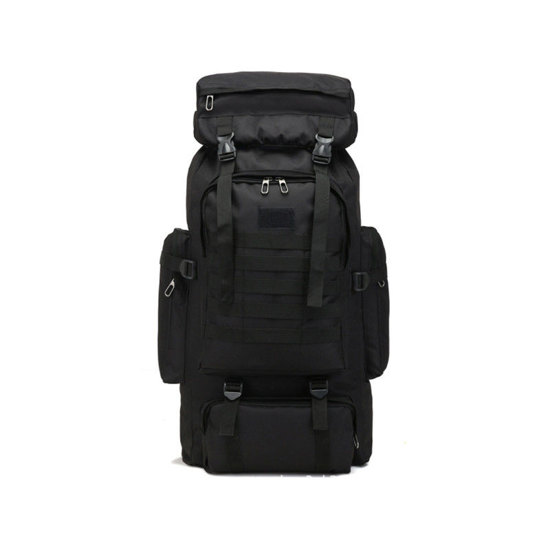 80L Waterproof Black Color Backpack for Camping and Outdoor Sport in 600D Polyester