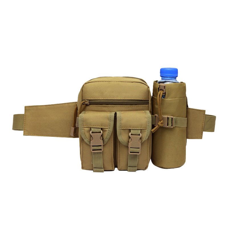 Barrel-shaped Water Bottle/Kettle Waist Bag Khaki Backpack for Outdoor Activities