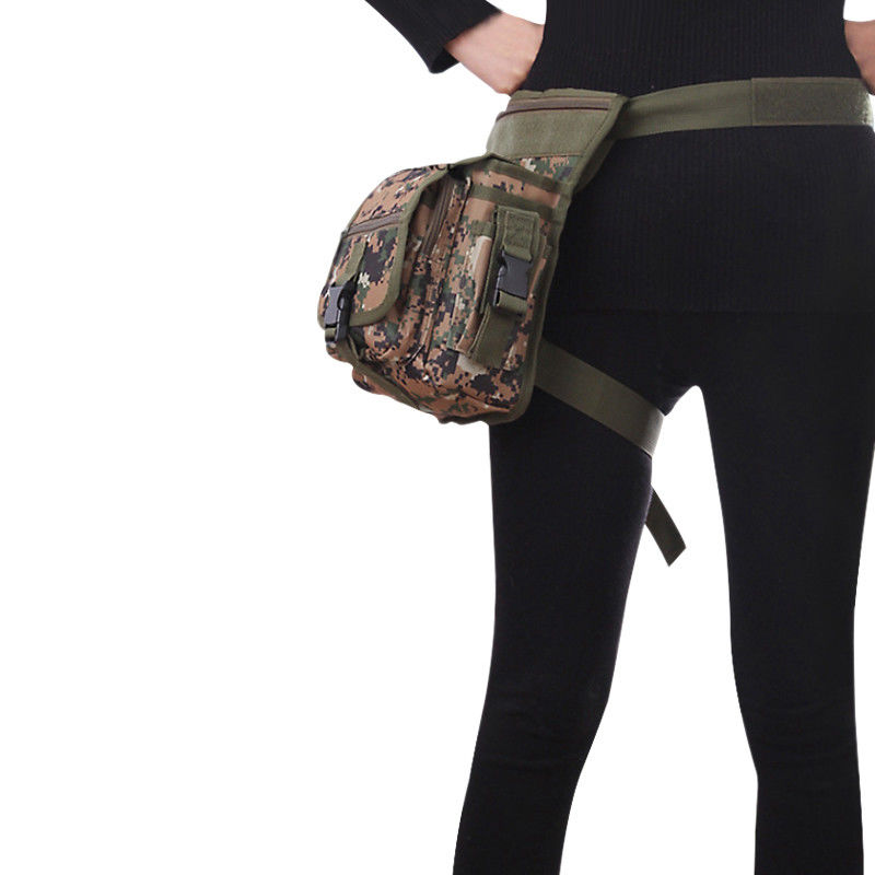 Assorted 600D Nylon Fabric Waterproof Waist and Thigh Strap Bag with Strong Buckles