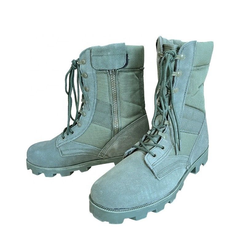 Blue Cowhide Fleece and Rubber Training Boots for Men Comfortable Ankle Length Shoes