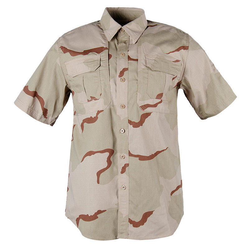 Outdoor Desert Short Sleeved Shirt Uniform 1.4kg/pc Weight 7 Days Sample Order Support