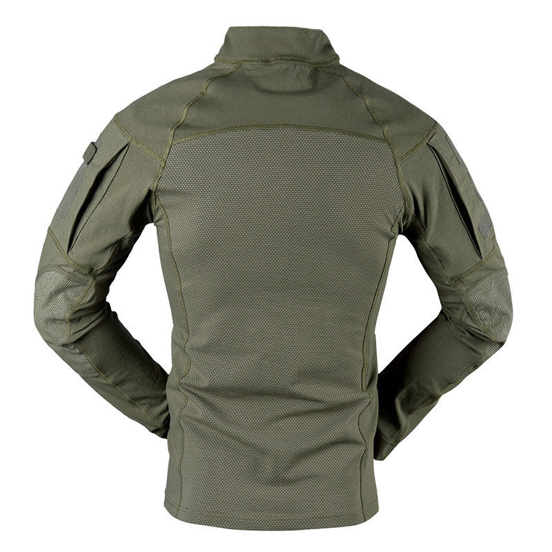 Outdoor Knitted Green Long Sleeve Sports Uniform with Anti-Static and Seamless Fusing